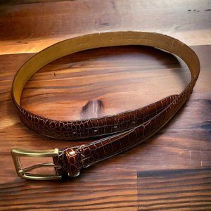 Brooks Brothers 346 Size 36 Brown Alligator Embossed Italian Leather Dress Belt